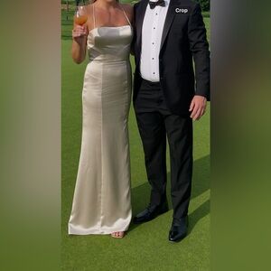 Amsale Shimmering Champagne long Dress